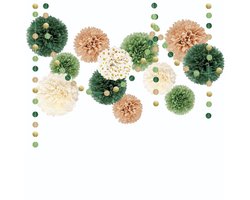 15st Tissue Paper Pom Poms Kleurrijke Feestdecoratie Tissue Paper Pom Poms Hangende Stippen Papieren Slinger Hangende Feestdecoratie voor Bruiloft, Baby Shower, Verjaardag, Fiesta-Groen — cadeau in Wonen & Interieur
