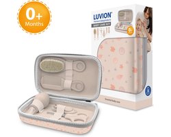 LUVION® Baby Verzorgingsset Roze - uitgebreide 8 delige geschenkset met baby verzorgingsproducten - Manicureset en nagelset met nagelknipper, nagelvijl en nagelschaartje - Borstel en kam voor de haarverzorging - Neuszuiger - Kraamcadeau Meisje — cadeau in Verzorging