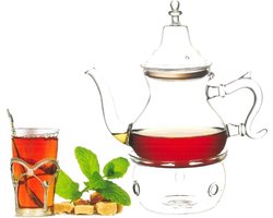 Kadirelli Glazen Theepot met Filter en Theelicht Warmhouder Set - Borosilicaat Glas - RVS Zeef - 0.65ml — cadeau in Koken & Dineren