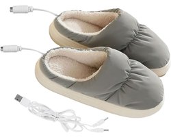 Elektrische Pantoffels - Verwarmde Voeten - Winterse Warmte - USB Oplaadbaar - 28 cm Lengte - Grijs — cadeau in Gadgets