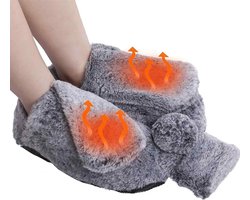 GELLDG Warmwaterkruik voor de voeten - Voetverwarmer - 2 liter elektrische voetverwarmer - Ultrazacht en warm - Unisex 2-in-1 voetverwarmingskussen - Warmte en bescherming in de winter - Afneembare pluche hoes - Grijs — cadeau in Elektronica