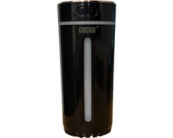 COCHO® Aroma Diffuser Draadloos 300ML - USB Humidifier - Luchtbevochtiger Met ultrasone - Zwart met led-verlichting - Voor kantoor, thuis, in de auto — cadeau in Wonen & Interieur