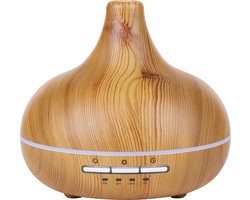 Grundig Aroma Diffuser Luchtbevochtiger 300ml- Elektrische Geurverspreider Met LED Verlichting en Timer - Aromatherapie Met Etherische Oliën - Geur Verspreider - Bamboe — cadeau in Wonen & Interieur