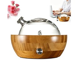 Aromadiffuser - Aromabevochtiger - Houten diffuser - Diffuser voor etherische oliën - Diffuser voor thuis - Stil - Gemaakt van glas en bamboe - Met LED-verlichting - Cadeau — cadeau in Wonen & Interieur