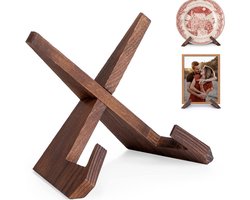 QTTVBTNA Kookboek Standaard van Hout – Receptenboek Houder voor Aanrecht – Multifunctionele Tablet & Boek Standaard – Boerderijstijl – Bruin — cadeau in Kookcadeaus
