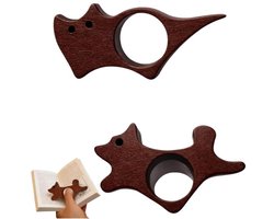 Set Van 2 Houten Duimlegger - Boek Openhouder - 22 mm - Paginahouder - Bladwijzer - Boekenpagina-houder - voor Paperbacks, Tijdschriften, Kookboeken - Cadeaus voor Lezers, Leraren, Studenten - Bruin — cadeau in Cadeau-ideeën