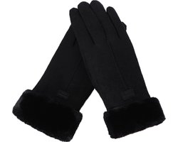 Handschoenen - Dames - Fleece - Touchscreen - Zwart - One size - Wol - Winter - Kerst — cadeau in Mode & Accessoires