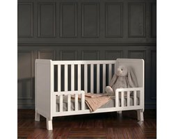 Love For Sleep Francis Babybedje 2-in-1 – Meegroeibed 120x60 cm – Met Extra Uitvalbeveiliging – Ruimtelijk Design – Exclusief Matras – Massief Grenenhout – Wit — cadeau in Cadeau-ideeën