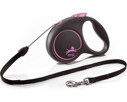Flexi Black Design Cord Pink Medium 5m Retractable Dog Leash/Lead for dogs up to 20kgs/44lbs — cadeau in Cadeau-ideeën
