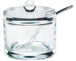 J&M DESIGN Clear Acrylic Sugar Bowl with Lid and Spoon for Coffee, Cereal Bowls, Tea, Countertop Cans and Baking - 8oz Container Jar Dispenser Holder - Dishwasher Safe — cadeau in Koken & Dineren