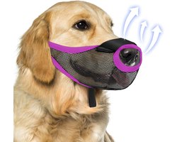 Soft Air Mesh Dog Muzzle For S-M-L Dogs - Anti-Biting Barking Chewing Scavenging Adjustable Loop - Front Opening Design Allows Panting Drinking - Grooming Training Walking Pet Accessory - Breathable Comfortable Pet Supplies-paars, M — cadeau in Cadeau-ideeën