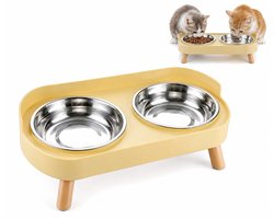 Elevated Cat Food Bowl Set with 2 Stainless Steel Bowls, Raised Pet Feeding Station, Ergonomic Double Cat Bowl for Food and Water, Easy Clean Design — cadeau in Cadeau-ideeën
