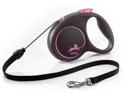 Flexi Black Design Cord Pink Medium 5m Retractable Dog Leash/Lead for dogs up to 20kgs/44lbs — cadeau in Cadeau-ideeën
