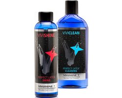 ViviCombi - ViviClean 250 ml & ViviShine 150 ml | Reinigen, ontsmetten, glanzen, verzorgen en onderhouden van alle latex- en rubberproducten | Flessen met Dop — cadeau in Cadeau-ideeën