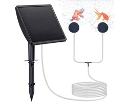 VHV - Zuurstofpomp vijver - Vijverbeluchter zonne energie - Luchtpomp vijver - Solar - Stil ontwerp - Dubbele uitlaat - Voor buiten, aquarium en tuinvijver - 14*13*20cm - Zwart — cadeau in Cadeau-ideeën