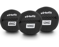VirtuFit Wall Ball Pro Set - 8, 10, 12 kg - Slam ball - Medicijnbal - Gewicht bal - Comfortabele grip - Fitness bal — cadeau in Sport & Outdoor