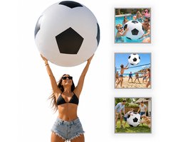 VHV - Voetbal - Opblaasbare bal - Strandbal - XXL Voetbal - Grote speelbal - Met handpomp - Voor buiten en strand - 100 cm - Zwart-wit — cadeau in Spellen & Speelgoed