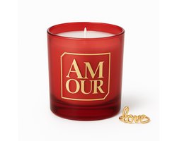Luxe Geurkaars AMOUR met Verrassingssieraad – Rood Ombré Design – Sojawas Kaars in Stijlvolle Cadeauverpakking – Romantisch Liefdescadeau / Valentijnscadeau - Rood — cadeau in VALENTIJNSDAG 🌹