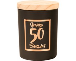 Geurkaars - Black/Rose - Happy Birthday - 50 jaar - In cadeauverpakking- 8x6 cm — cadeau in Wonen & Interieur
