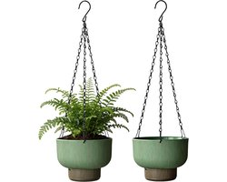 Hangende Zelfwaterende Bloempotten voor Buiten en Binnen - Groene Kunststof Plantenbakken met Watervoorraad - Set van 2 Stuks - 19 cm - 16cm Ideaal voor Tuin en Balkon — cadeau in Wonen & Interieur