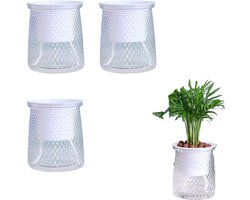 Zelfwaterende bloempot - Zelfwaterende plantenpot - Hydrocultuur bloempot - Transparante bloempot - Plantenpot binnen - Bloempot 3 stuks - Zelfbewaterende plantenpot voor kamerplanten, kruiden en bloemen — cadeau in Wonen & Interieur
