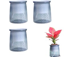 Bloempot 3 stuks - Zelfwaterende bloempot - Zelfwaterende plantenpot - Hydrocultuur bloempot - Transparante bloempot - Plantenpot binnen - Zelfbewaterende plantenpot voor kamerplanten, kruiden en bloemen — cadeau in Wonen & Interieur