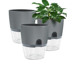 carmdering - Zelfwaterende Bloempot - Automatische Plantenbak - Binnen En Buiten Pot - Transparant Waterpeil - Katoenen Docht Systeem - Duurzaam PP Kunststof - Vorstbestendig Design - Ideaal Voor Drukke levensstijl - 3 Stuks — cadeau in Wonen & Interieur