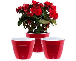 Set van 3 Zelfwaterende Bloempotten 30 cm met Waterindicator - Ronde Plantenpot voor Binnen en Buiten — cadeau in Wonen & Interieur