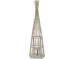 ECD Germany Bamboe lantaarn decoratieve houten windlicht serie grote kaarsenhouder van 110 cm hoog, sfeervolle led lichtketting met glazen inzetstuk luxe boho stijl tuinlantaarn gevlochten look moderne decoratie voor binnen buiten terras en woonkamer — cadeau in Wonen & Interieur
