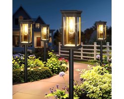 Zonnelampen Voor Buiten Sfeervolle LED Verlichting Met Automatische Schemer Sensor – Tuinlampen Op Zonneenergie Buiten Waterdicht – Tuinlampjes Zonneenergie Met Warm Wit Licht | Energiezuinig & Draadloos Design — cadeau in Wonen & Interieur