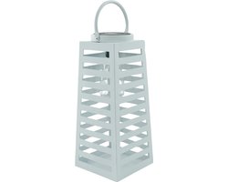 Housevitamin - Lantaarn - Windlicht - Solar - Metaal - Wit - 14x14x32,5cm - Sfeervolle Verlichting voor Buiten — cadeau in Wonen & Interieur