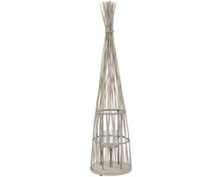 ECD Germany Bamboe lantaarn decoratieve houten windlicht serie grote kaarsenhouder van 91 cm hoog, sfeervolle led lichtketting met glazen inzetstuk luxe boho stijl tuinlantaarn gevlochten look moderne decoratie voor binnen buiten terras en woonkamer — cadeau in Wonen & Interieur