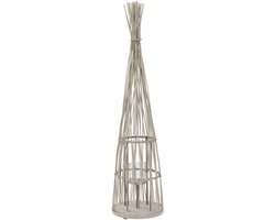 ECD Germany Bamboe lantaarn decoratieve houten windlicht serie grote kaarsenhouder van 132 cm hoog, sfeervolle led lichtketting met glazen inzetstuk luxe boho stijl tuinlantaarn gevlochten look moderne decoratie voor binnen buiten terras en woonkamer — cadeau in Wonen & Interieur