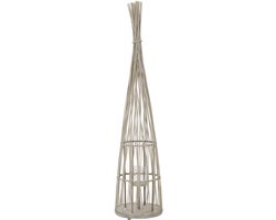 ECD Germany Bamboe lantaarn decoratieve houten windlicht serie grote kaarsenhouder van 150 cm hoog, sfeervolle led lichtketting met glazen inzetstuk luxe boho stijl tuinlantaarn gevlochten look moderne decoratie voor binnen buiten terras en woonkamer — cadeau in Wonen & Interieur