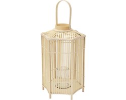 ECD Germany bamboe lantaarn, decoratieve houten windlicht serie, grote kaarsenhouder van 75 cm hoog, luxe houtlook met glas en handvat, sfeervolle boho tuinlantaarn gevlochten stijl, moderne decoratie voor binnen buiten balkon terras en woonkamer — cadeau in Wonen & Interieur