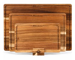 WDCollection® Snijplankenset 3-delig – Acaciahout – Dubbelzijdig – Met Sapgeul – Inclusief Houten Houder – Borrelplanken - Tapasplank - Houten Snijplank - (40x30 | 33x24 | 26x18 cm) — cadeau in Kookcadeaus