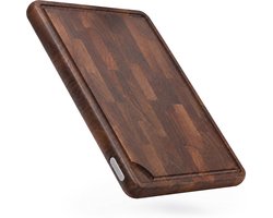 Deleca Walnoot Kopshouten Snijplank met Sapgeul - Hakblok Hout Voor Keuken - Anti-slip / Handgrepen – Signature Houten Amerikaans Walnoten Kopshout - 43x33x3 cm — cadeau in Kookcadeaus