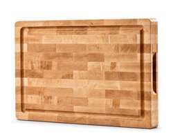 VDN Professionele Snijplank Esdoorn Hout met Sapgeul en Handvaten – Anti-slip Borrelplank - Hakblok Kopshout 26x38x3.5 cm — cadeau in Kookcadeaus