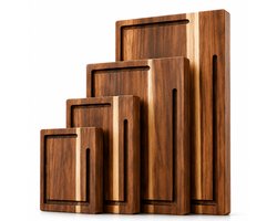 BOTC Houten Snijplanken Set 4-Delig - Snijplank met Sapgeul - Keuken Snijplanken voor Vlees, Groente & Brood - Ook als Serveerplank en Borrelplank — cadeau in Kookcadeaus