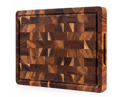 Aviro Professionele Snijplank - Acacia Hout - Sapgeul & Handvaten - Anti-Slip Borrelplank - 38x26x3.5 cm - PFAS-vrij - Hakblok Kopshout — cadeau in Kookcadeaus