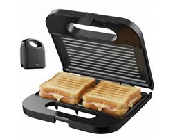 Tomado TGS2000B - Tosti ijzer - Grill apparaat - Tosti apparaat - PFAS vrij – Sandwich maker - 21,5 x 12 cm - 750 watt – Zwart — cadeau in Kookcadeaus