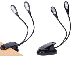 2 stuks Muziekstandaard lamp - 4 LED-boeklampjes - Clip-on pianolamp - Werkt op USB en AA-batterijen - Veilig voor de ogen en draagbaar - Geschikt voor laptops, computers, e-readers - Geschikt voor muzikanten, pianisten, kinderen en reizen - Zwart — cadeau in Gadgets