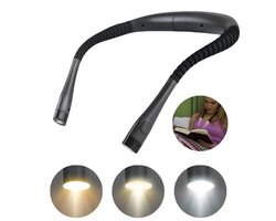 1 stuk - Neklamp - Leeslamp - Boeklamp - Leeslamp met drie kleuren en negen helderheidsniveaus - Flexibele neklamp - Oplaadbaar - Compact en draagbaar - Geschikt om te lezen in bed, te breien of te kamperen - Zwart - 20,3*17,8*2,3 cm — cadeau in Gadgets