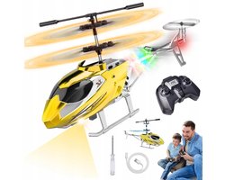 RC Vliegtuig - RC Helikopter - Afstandsbediening Helikopter Speelgoed - Binnen Mini Drone - met 3.5 Kanaal - 2,4GHz - 1 Druk Opstijgen & Hoogte Houden - LED Licht - Voor Beginners en Kinderen - Goud — cadeau in Spellen & Speelgoed