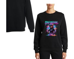 Sweatshirt - Trui - met print - unisex - zwart - lange mouwen - maat M — cadeau in Cadeau-ideeën