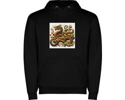 Zwarte unisex hoodie met “ Kleurrijke Waanzinnig mooie Chinese Draak “ Print Full Color merk Roly maat XL — cadeau in Mode & Accessoires