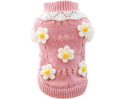 Hondenjas - Hondentrui - Pet Dog Sweater - Hondentrui voor Kleine Honden - Meisjes Schattige Bloemenpuppy - Gebreide Trui Winterbreiwerk - Kat Lichtgewicht Warme Trui - Verjaardag Vakantie - Feestdecoratie - Kerst - Maat M — cadeau in Cadeau-ideeën
