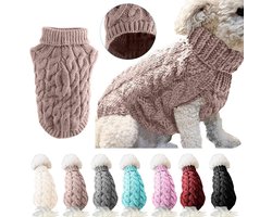 Turtleneck Gebreide Trui Jas voor Honden en Katten - Warme Pullover voor Kleine en Middelgrote Huisdieren (XL, Khaki) — cadeau in Cadeau-ideeën