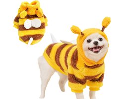 Huisdier Hoodie - Honden Trui - Warm Blijven - Zacht Polar Fleece - Maat S - Gele Bij — cadeau in Cadeau-ideeën