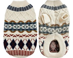 Hondentrui voor kleine honden, truien in etnische stijl voor kleine honden, zachte en donzige truien, winterkleding ultrazacht en thermisch, warme kleding voor de herfst, BeigeS — cadeau in Cadeau-ideeën